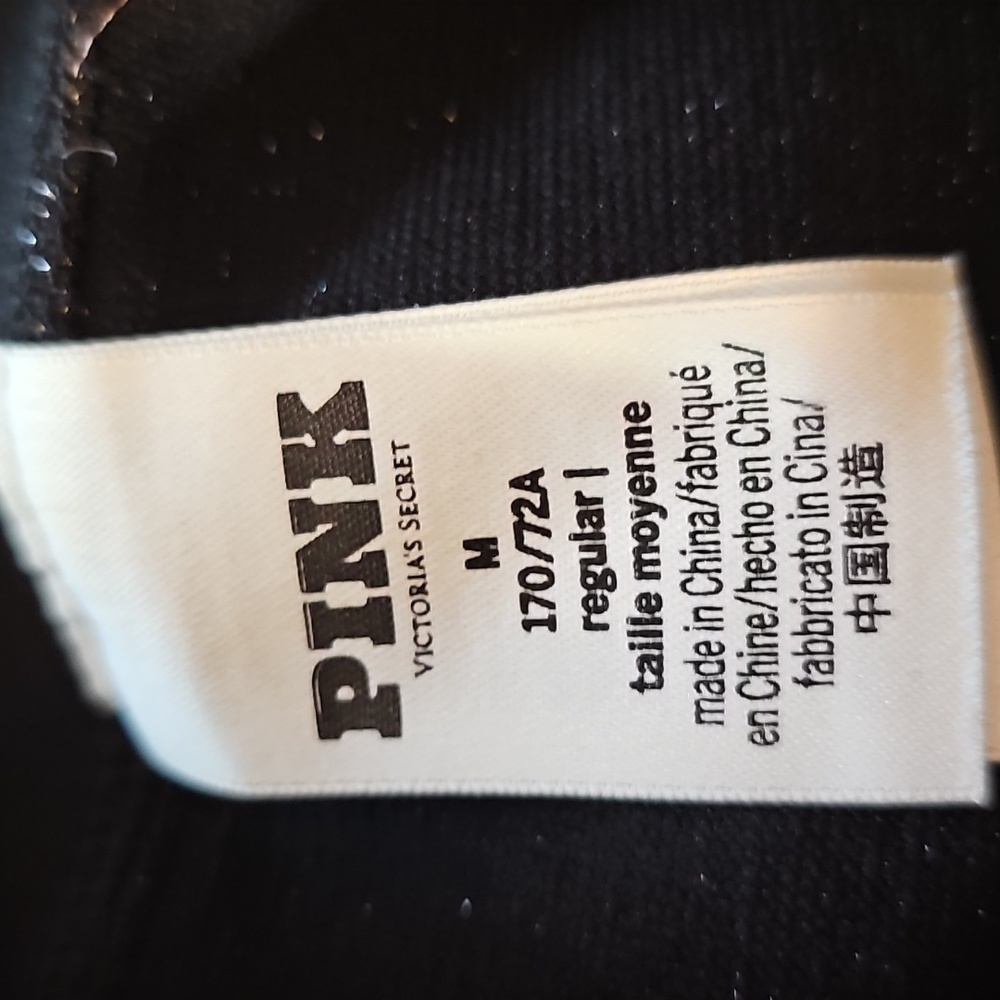 PINK Black Sparkly Leggings Size M - Picture 4 of 7